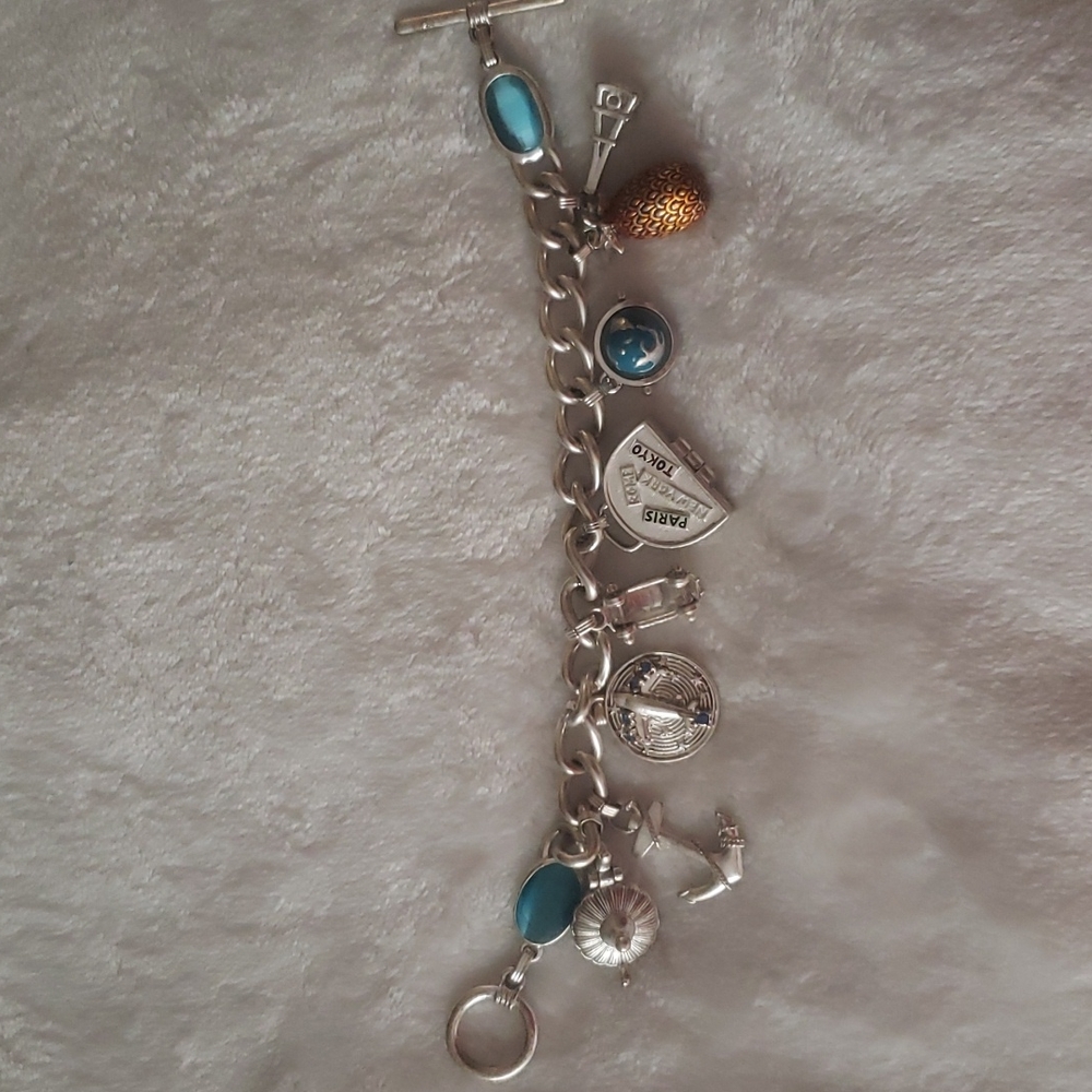 🦋LOVELY Silver colored Charm Bracelet with 8 amazing variety of charms!🦋